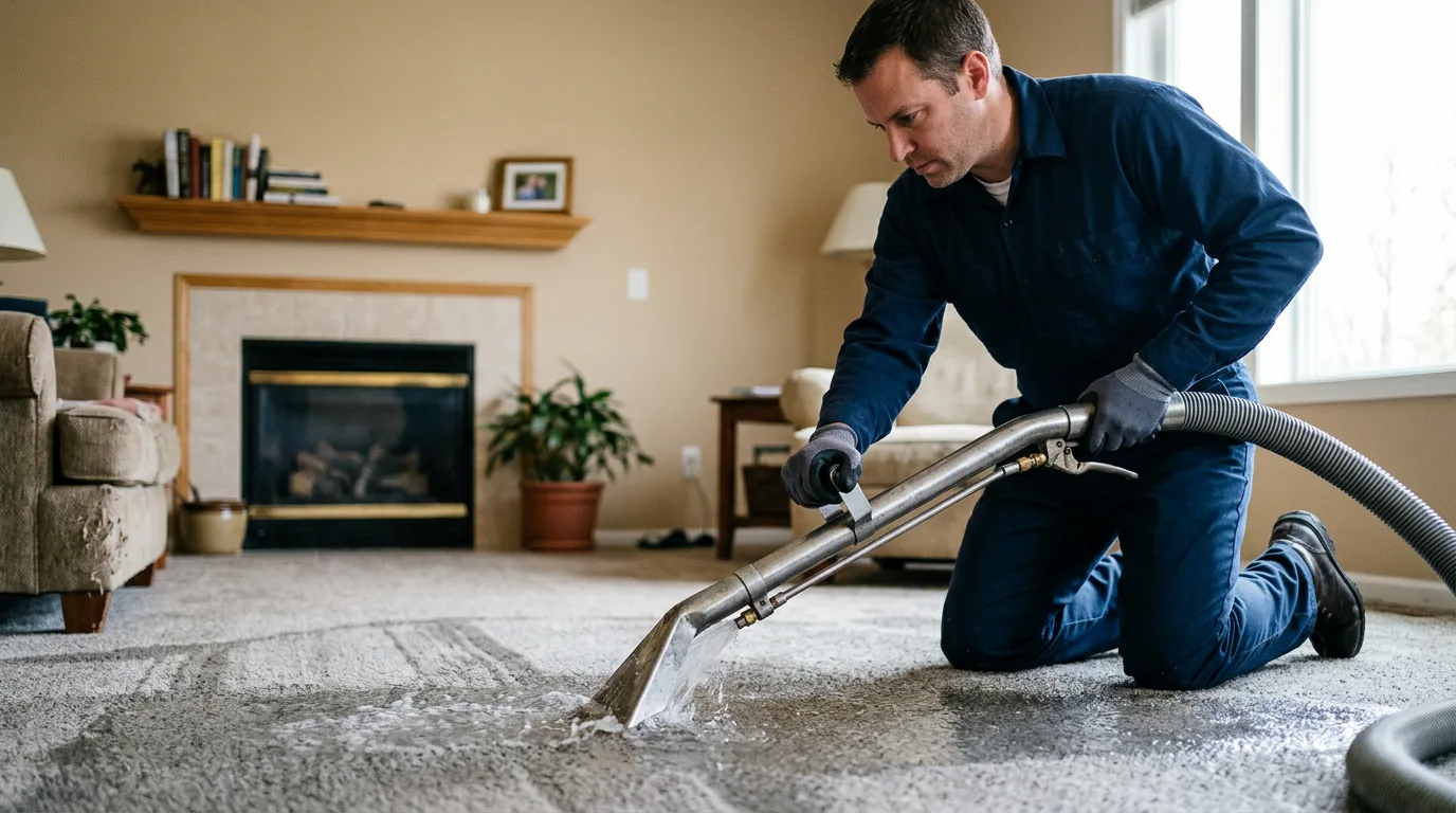 Water damage restoration technician working near Lyndonville, NY
